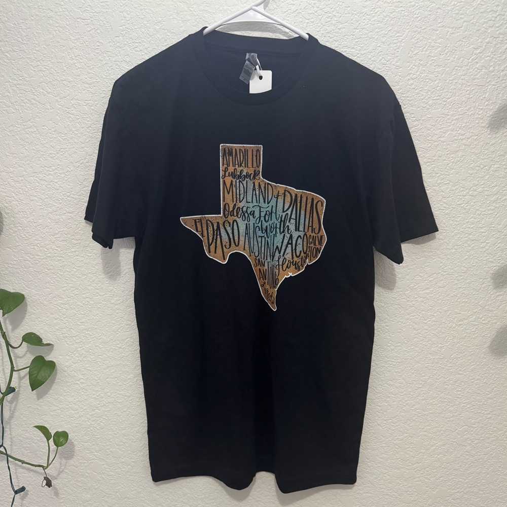 Texas Cities Graphic Tee Black Unisex Short Sleeve Shirt Size M - Picture 6 of 9